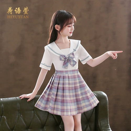 Оригинальная студенческая юбка в складку, комплект, летняя одежда, летнее детское платье для школьников