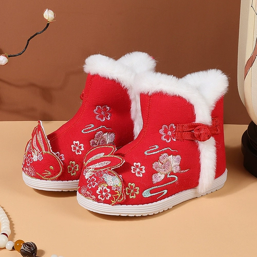 Слипоны, зимняя обувь, этнические детские сапоги, туфли, ханьфу, китайский стиль