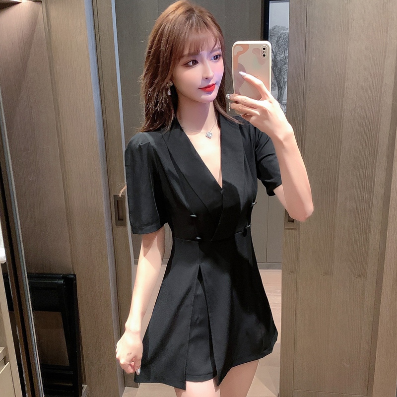 Thin Summer New Style French Ladylike Design Waist-Cinching Suit Dress Shorts Two-Piece Suit Skirt