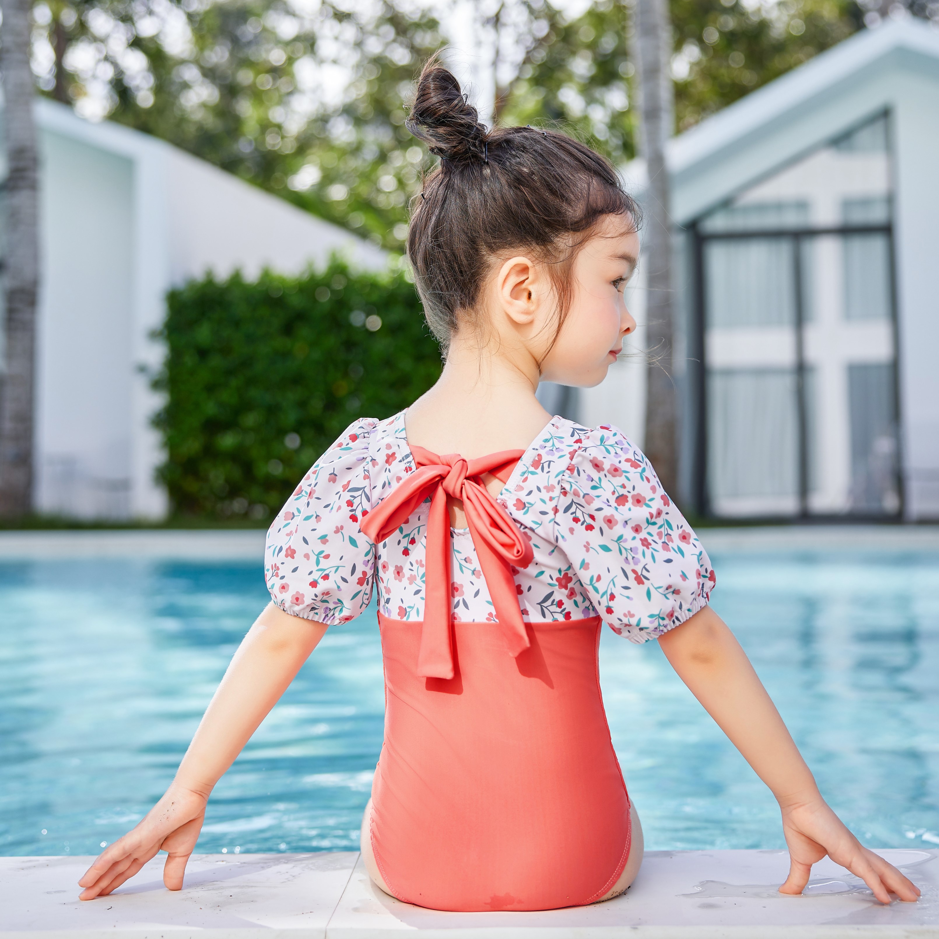 Little Goldfish Kids Swimsuit Little Princess Girl One Piece Girl Net Red Baby Cute New Kids Short Sleeves Fashion