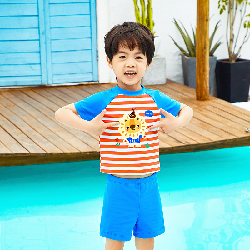 Small goldfish children swimsuit boy Two-style swim trunks summer boy sunscreen quick dry kid little lion suit