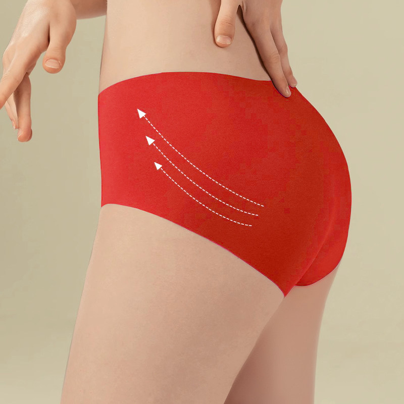 One-piece, no-size-free underwear lady in the middle waist's life red wedding bridal triangle pants comfortable underpants-Taobao