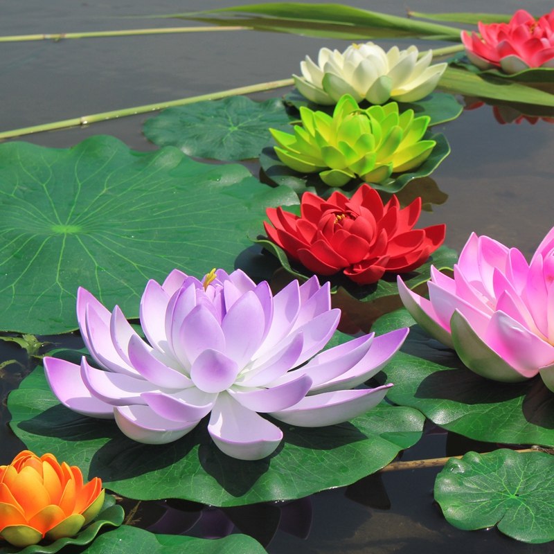 Simulation lotus leaf, fish tank pond floating lotus lotus decoration, water lily props fake lotus for Buddha ornaments