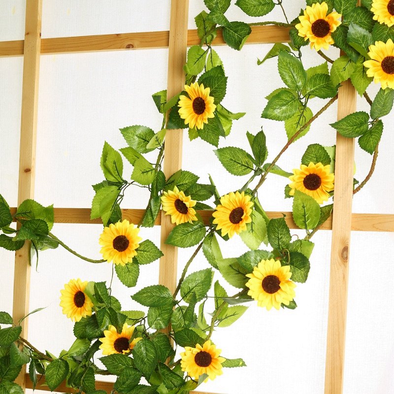Simulation sunflower rattan sunflower flower rattan fake flower vine indoor wall-mounted air conditioning pipeline to block decorative flower strips