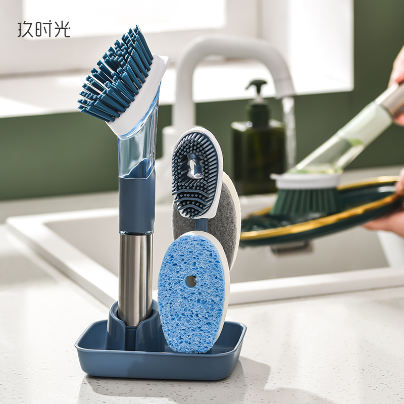 Brush Pot deity Dishwashing Brush Containing Wash Pan Brush Kitchenware Cleaning Tools Home Unhurt Pan Add Liquid Brush