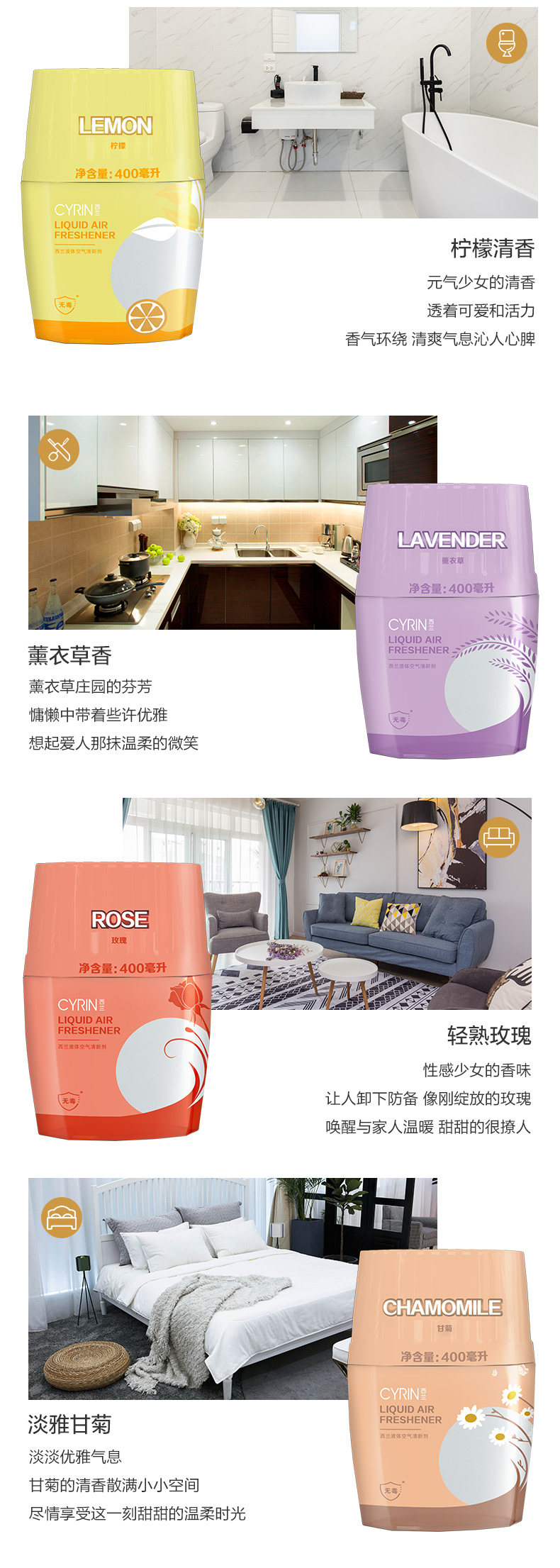 立白旗下 Cyrin 西兰 空气清新剂 400ml 去味除臭： 图6