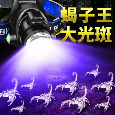 Sky fire strong light scorpion lamp super bright scorpion headlamp rechargeable professional photo catching scorpion head-mounted purple White Light
