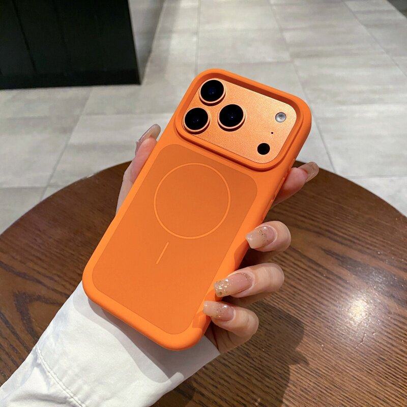 New Liquid Silicone Fine Ring Magnetic Case Suitable for Apple 17 Pro Max, Anti-Drop, Niche Couple Style, Ins Double-Layer Fine Ring Magnetic Wireless Charging iPhone 17 Pro Integrated Camera Button