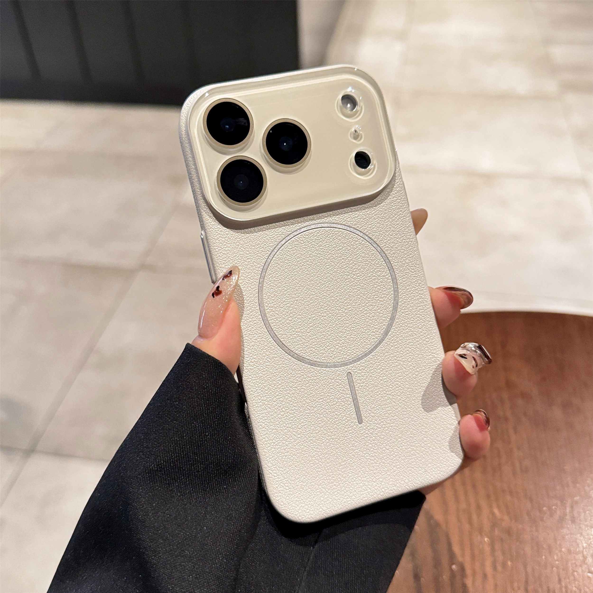 The New Lychee Leather Texture Is Suitable for iPhone 17 Pro Max Phone Case, Apple 16 Pro Max Magnetic Charging, 15/14 Pro with Built-In Lens Film, Lightweight and Drop-Resistant, 13/12 Couple Case