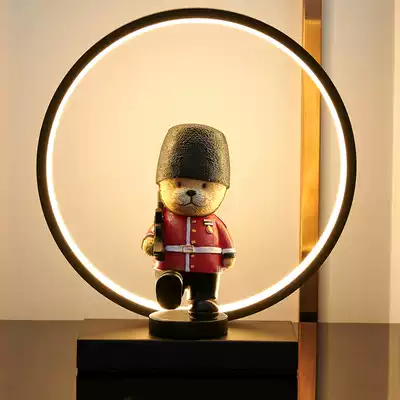Wedding table lamp wedding room bedside lamp black red lamp a bear cartoon bedroom long life lamp special gift