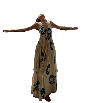 Thai Seaside Vacation Beach Dress, Feminine V-Neck, Sexy Backless, Printed Long Halter Neck Strap Dress