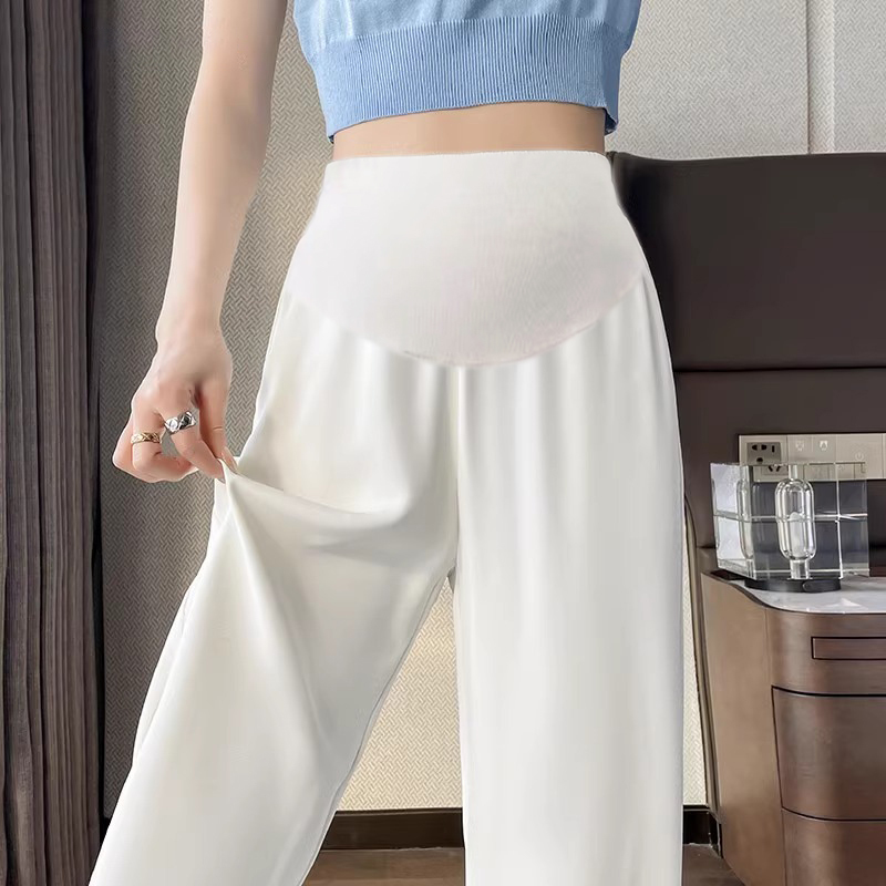 Maternity Pants Summer Thin Outer Wear 2025 New Small Casual Pregnancy Belly Support White Suit Pants Summer Wear