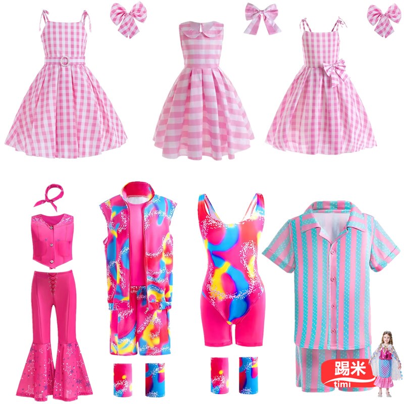 Halloween Cos Real-Life Barbie Style Children's Sweet Series Outfit Plaid Skirt Foreign Trade Children's Clothing Ken Sweatshirt