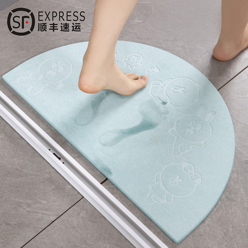 Line Friends Brown Bear Diamond Soil Suction Mat Bathroom Non-Slide Dry Toilet Mat Household Match