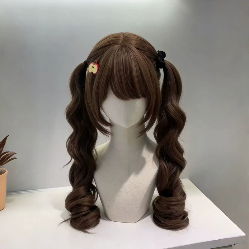 Wig for Women, Lolita Style, Double Ponytails, Long Curly Hair, Sweet, Natural, Fluffy, Full Head Wig Wig for Women, Lolita Style, Double Ponytails, Long Curly Hair, Sweet, Natural, Fluffy, Full Head Wig