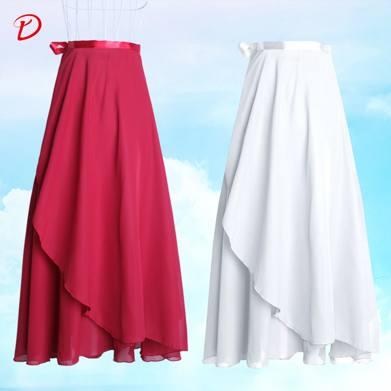Adult ballet dance skirt Female one-piece lace-up chiffon apron skirt Skirt Practice suit yarn skirt Teacher skirt