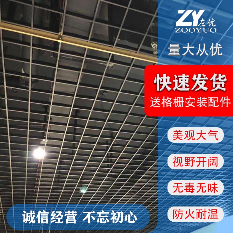 Grille suspended ceiling Ceiling Grape Shelf Color White Aluminum Alloy Iron Grilled Wood Grain Grid Pane lattice Bar with accessories