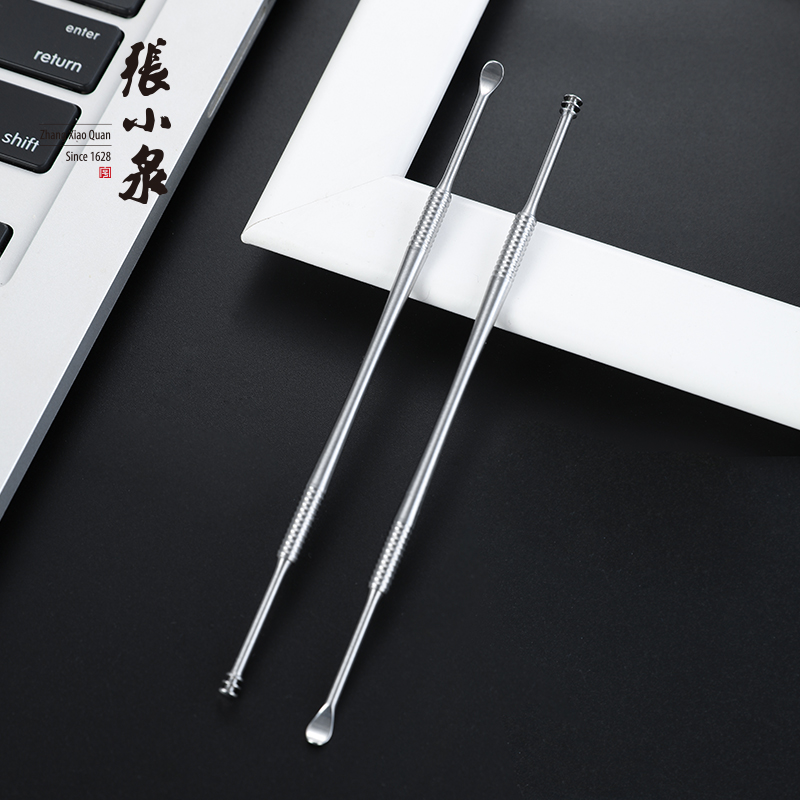 Zhang Koizumi pleasing double head digging ear stick stainless steel mining ear tool double head spiral digging ear pickpocketing swivel ear pick