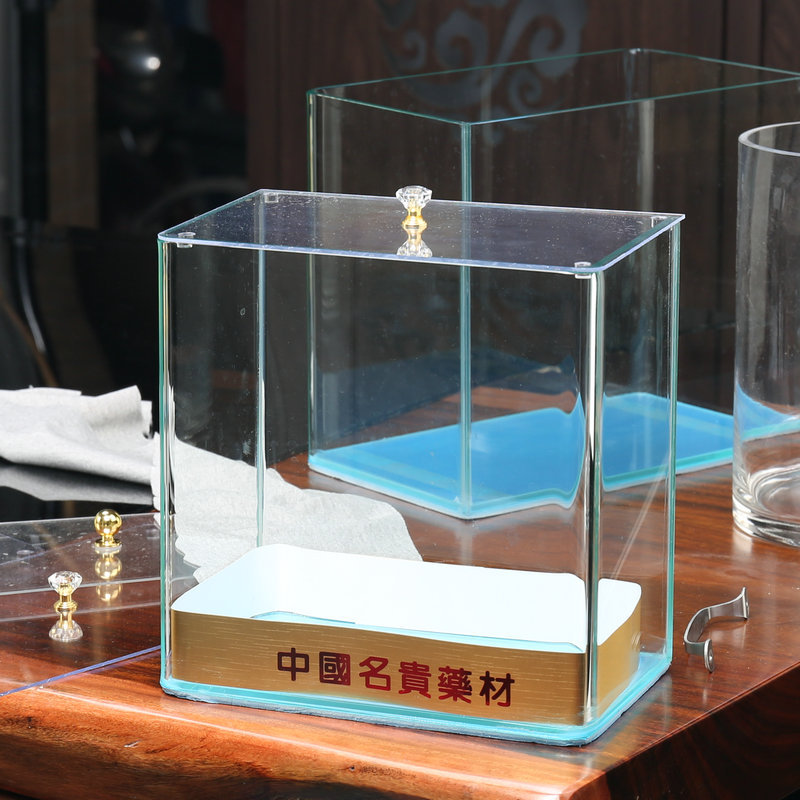 Glass Square Storage Jar Pc Acrylic Display Box Chinese Herbal Medicine Tonic Commercial Display Bottle Dendrobium Fish Maw Jar