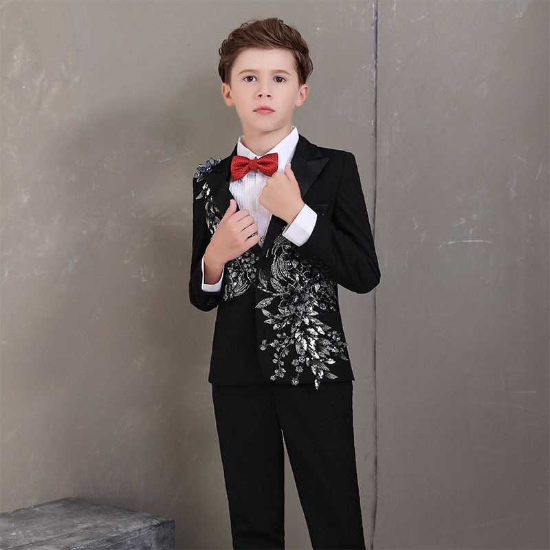 Children's model catwalk costume boy suit small suit British flower girl dress suit three-piece host