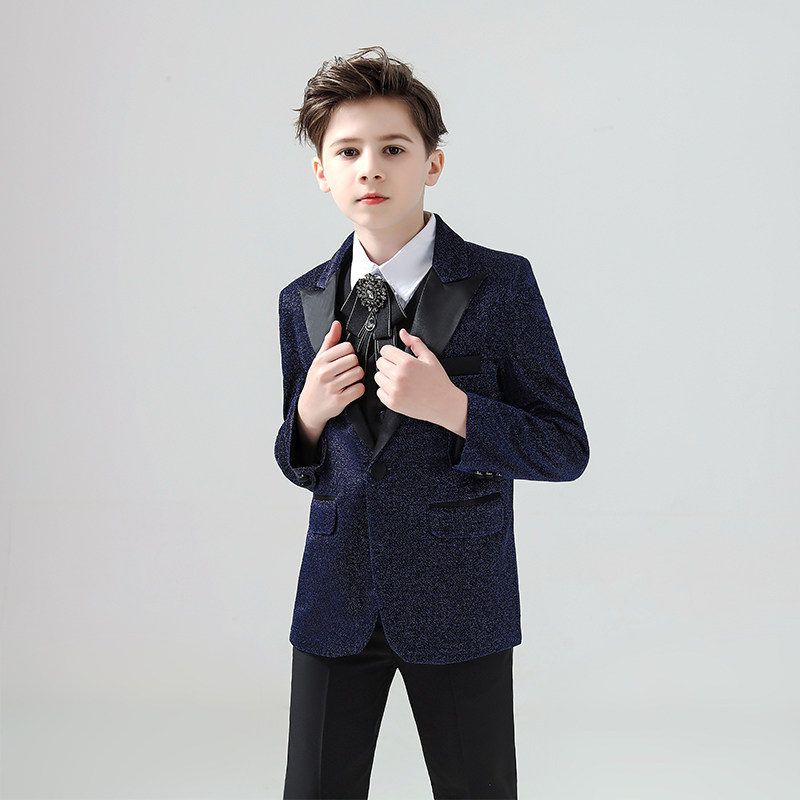 Children's suit three-piece handsome British small suit boy host dress model catwalk costumes