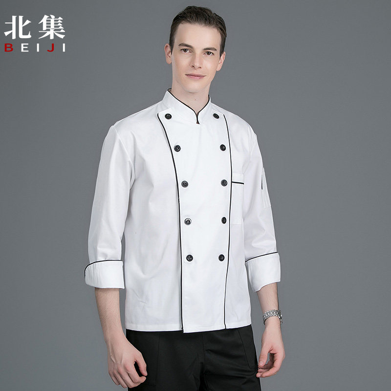 Hotel Kitchen Coop Jacket Blouse Autumn Winter Clothing Pure White Personality Tide West Point Baker Work Uniform Suit for men and women