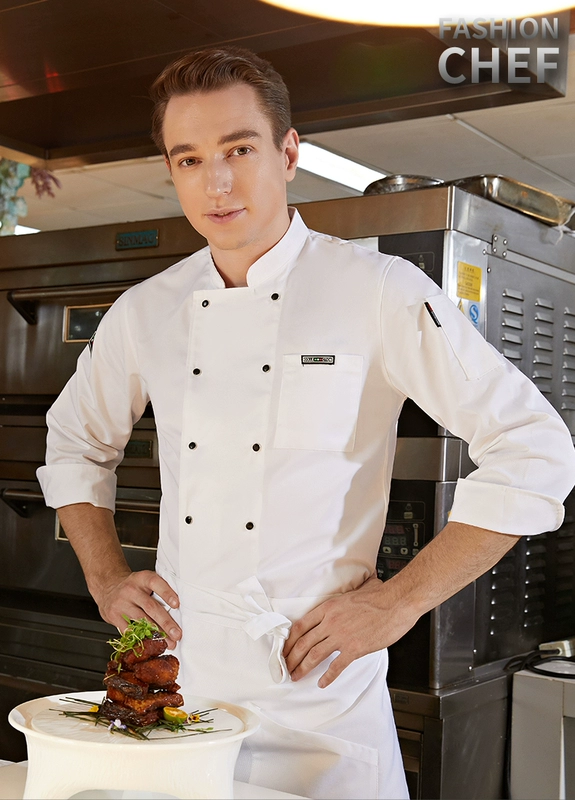 Áo liền quần đầu bếp mùa hè ngắn tay phục vụ nhà hàng khách sạn căng tin sau bếp tùy chỉnh in logo dài tay quần áo đầu bếp áo bếp đẹp
