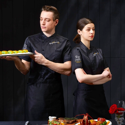 Catering Hotel Chef Service Service Summer Summerswarables Stiet Короткая -пекарня мужская пекарня десертная лапша рабочая одежда печатает