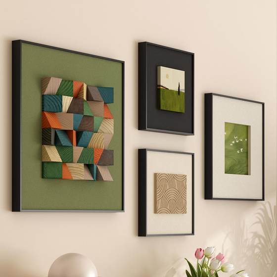 
Three-dimensional French retro style green living room decoration painting sofa background wall hanging painting restaurant high-end sense high-end atmosphere
