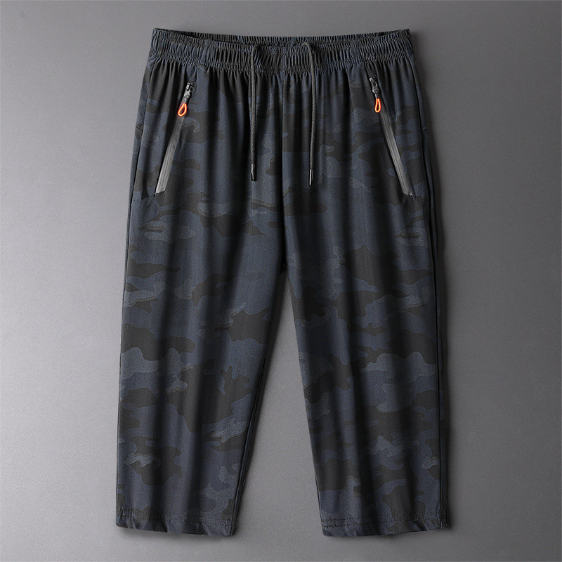 Ice silk seven-point pants casual sports shorts men's summer thin section loose tide brand 5 points 7 large size outside the beach