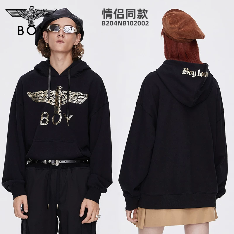 Флагманский свитшот Boy London весна–осень с золотой цепью, парочка орла на плеча, трендовый свитшот с капюшоном без рукавов 102002