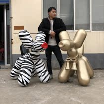 Abstract FRP painted balloon dog sculpture Shopping mall park outdoor creative cartoon bell dog sculpture ornaments
