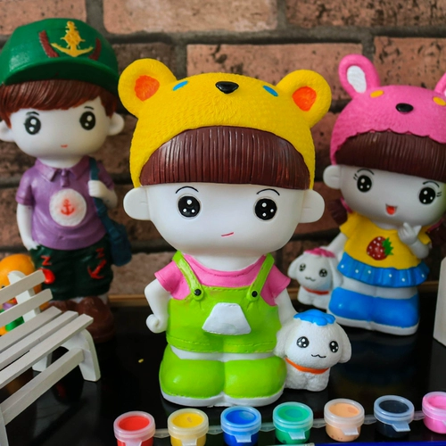 Окрашенная кукла, раскраска, игрушка из пластика, DIY, копилка для денег, граффити