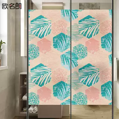 Creative geometric bathroom frosted glass sticker modern simple Nordic porch living room sliding door film anti-Peep