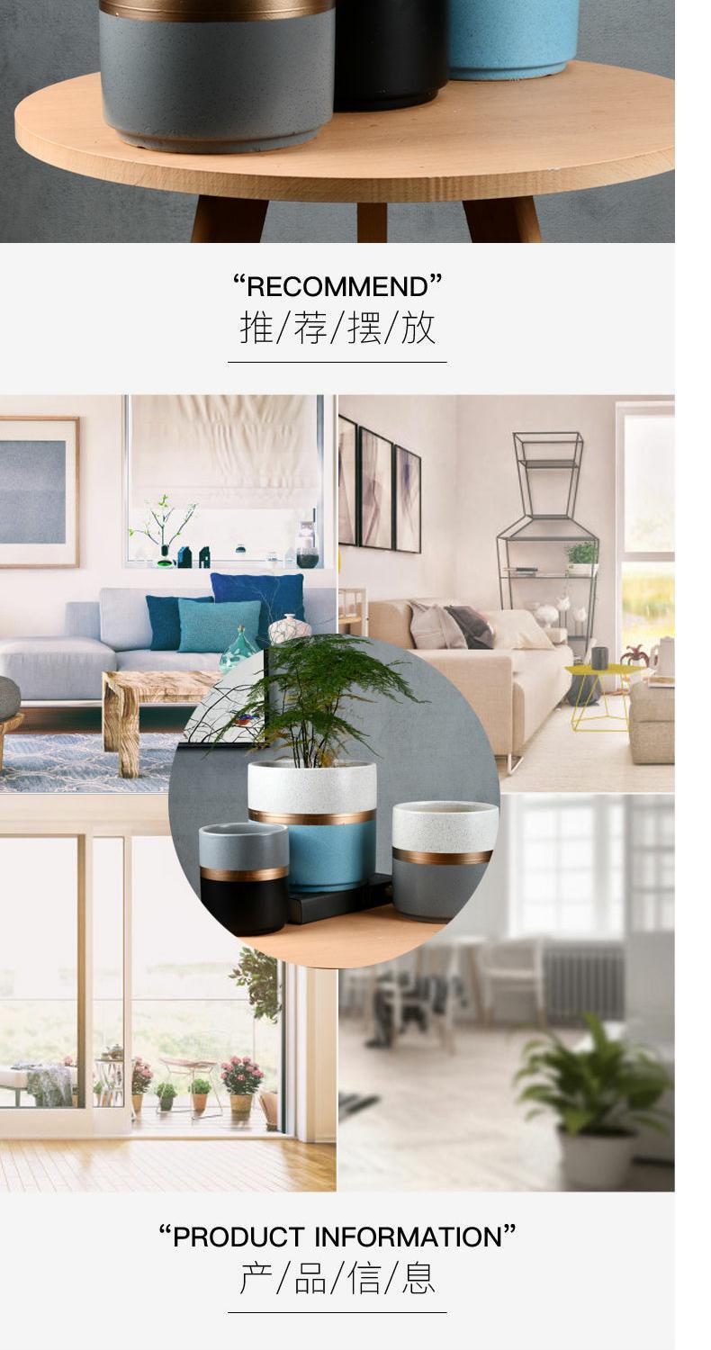 Extra large ceramic flower pot Nordic contracted circular thread household green the plants potted tiger orchid basin to a clearance sale