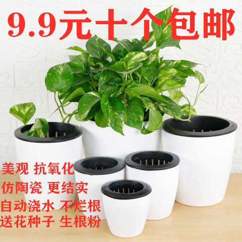 Thickening lazy automatic suction pot water ridging from other plastic imitation ceramic flower pot resin potted flower pot