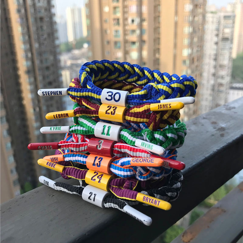 Basketball Braided Bracelet Bracelet Chain Kobe James Irving Curry Laces Adjustable Size Wristbands