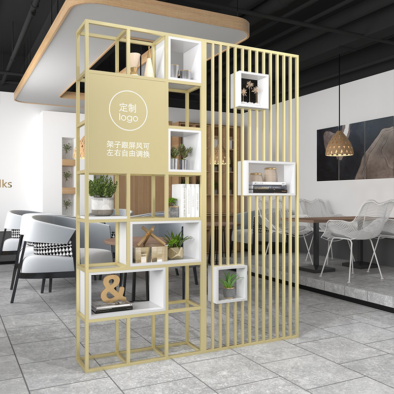 Office Screen Partition Beauty Salon Restaurant Xuanguan Flowers Shelf Company Decoration Bookshelves Industrial Wind Iron Art Shelf