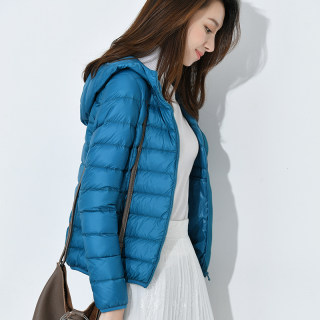 Korean style short hooded lightweight down jacket