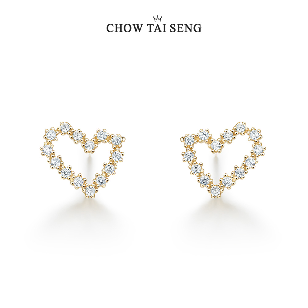 C Zhou Dai Sheng love earrings female new products simple and generous pure white fungus jewelry to give girlfriends birthday gifts