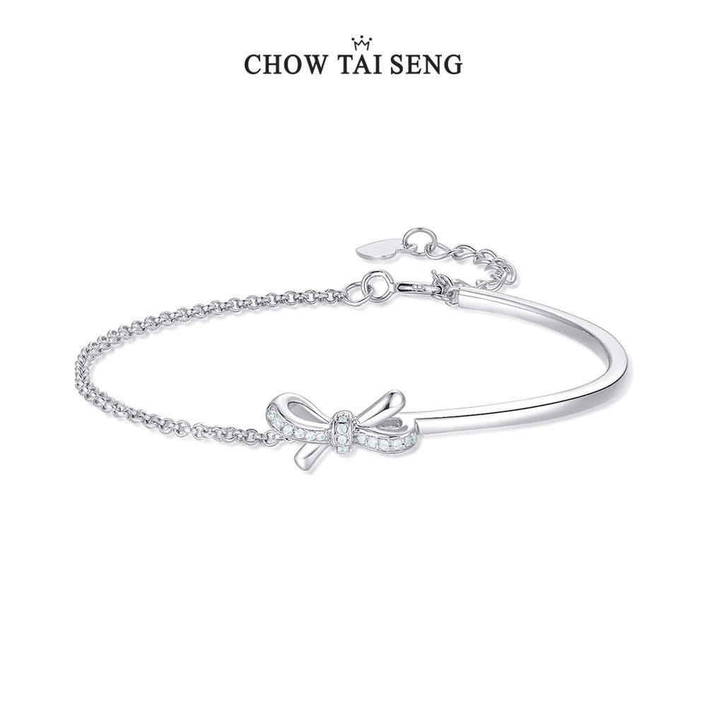Zhou Shengsheng silver bracelet S925 bow chain bracelet ins niche original design jewelry Sterling silver gift for girlfriend