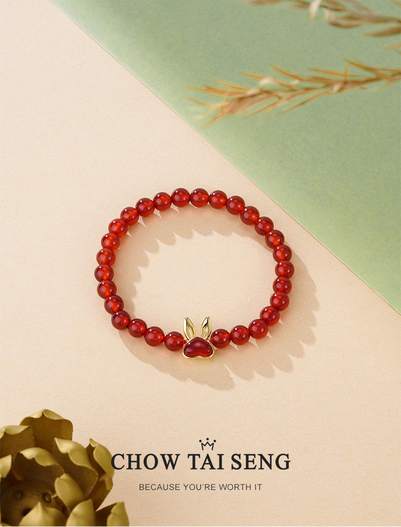 周大生 新年转运兔子红玛瑙手串 双重优惠折后￥158包邮