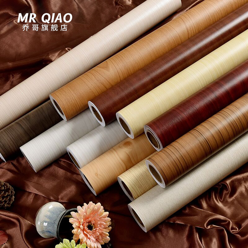 Imitation wood grain waterproof self-adhesive wallpaper bedroom living room wardrobe table integral cabinet wooden door sticker old furniture renovation wallpaper