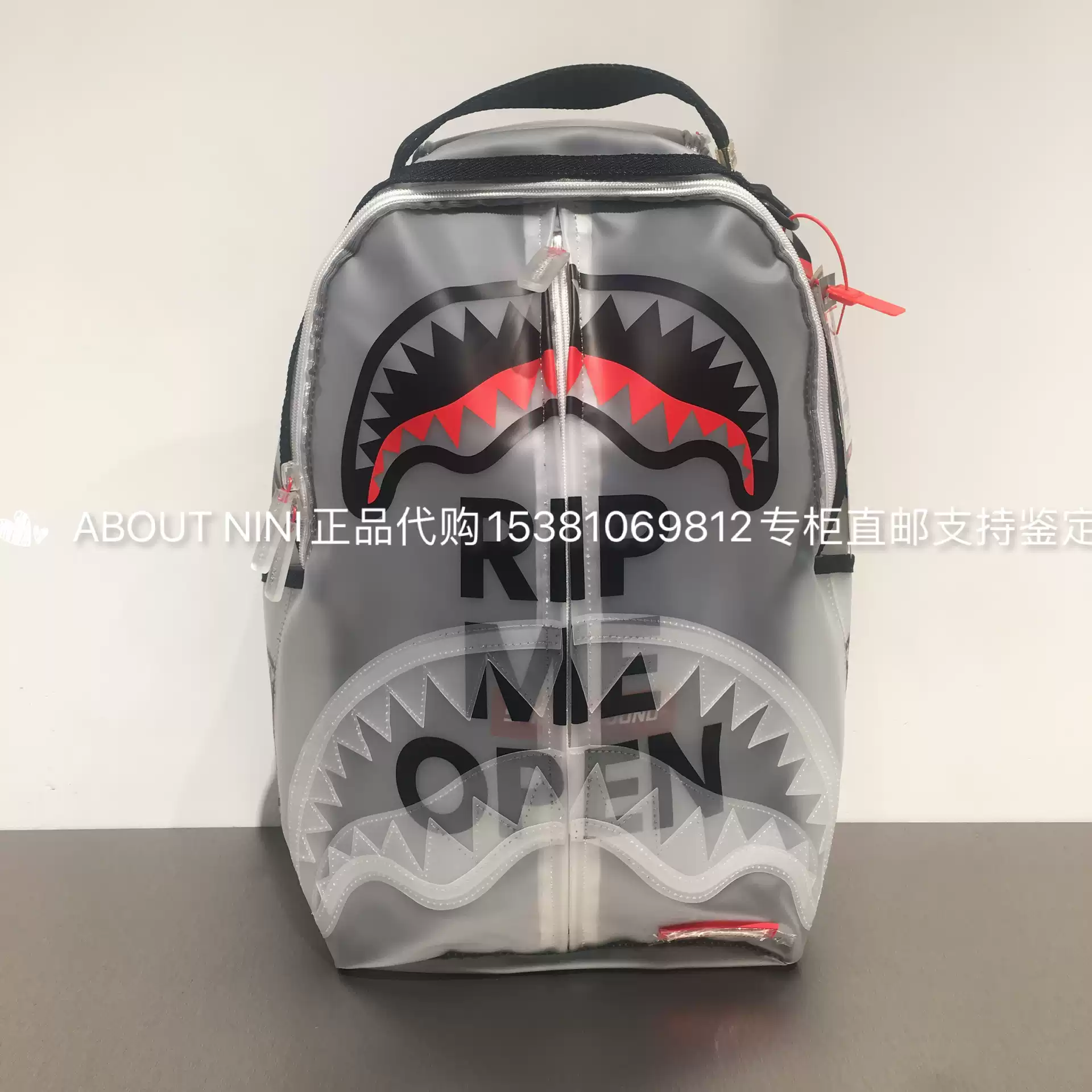 SprayGround透明系列SHARK浅色潮流双肩包支持水壶预留仓街头潮酷风青年