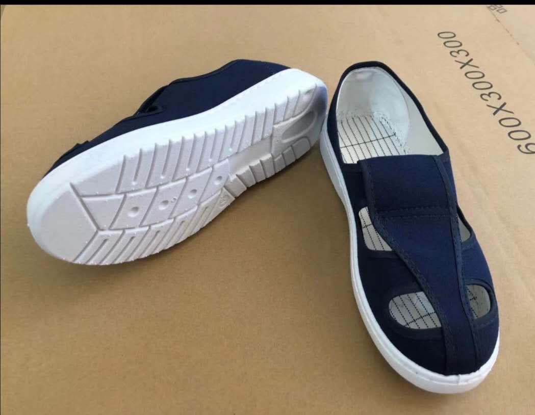 Antistatic blue canvas leather 4 holes dust-free shoe PU bottom color and size style customizable