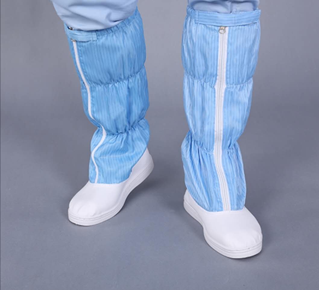 Anti-static blue high-top deep-cut leather dust-free shoes with SPU sole, color and size can be customized