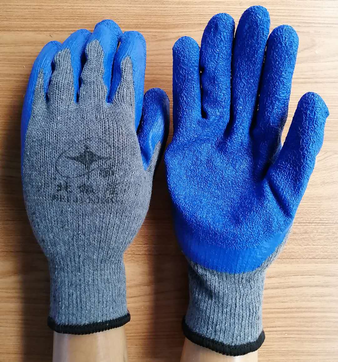 Polaris latex impregnated gloves gray yarn Blue non-slip soft breathable full 120 double discount 480 pairs per large bag