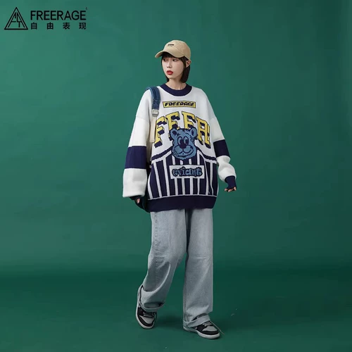 Демисезонный модный свитер для влюбленных, оверсайз, увеличенная толщина, круглый воротник