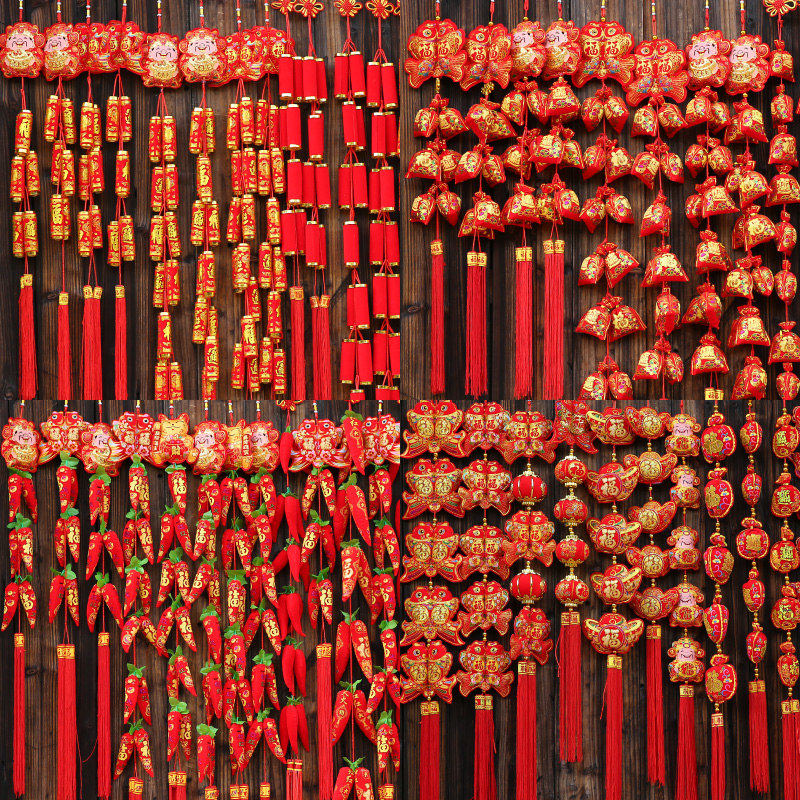 New Year Spring Festival New Year 2022 Tiger Year Decorative Pendant Pepper Firecracker String Housewarming Hanging Decoration Interior Decoration Supplies