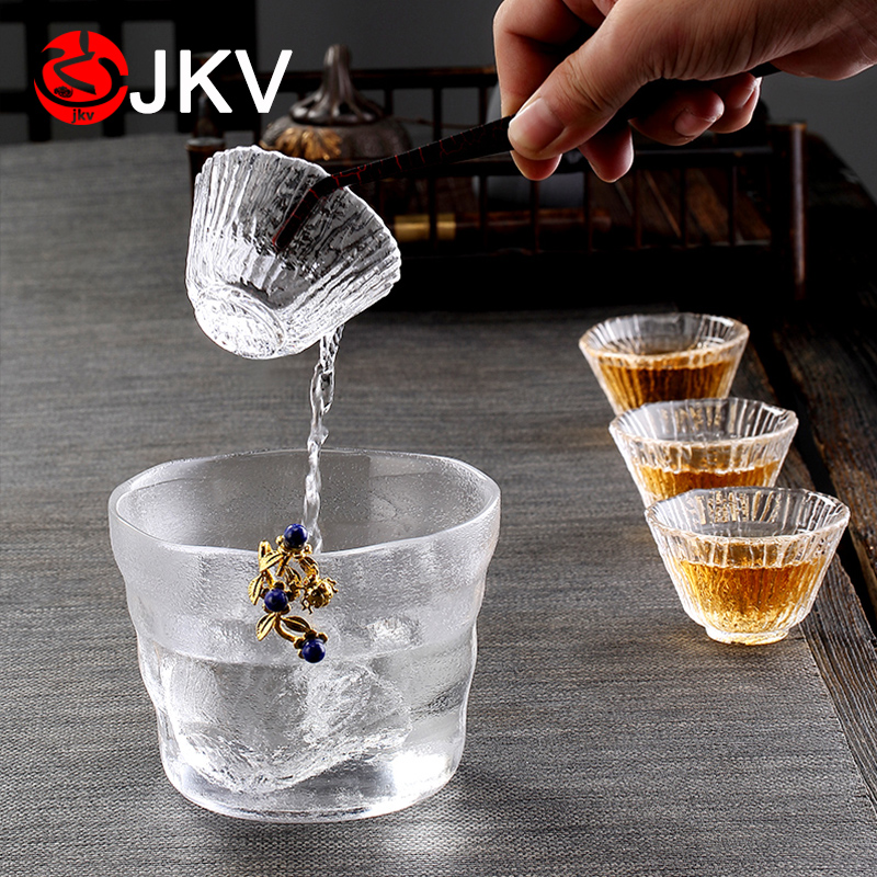 Inlaid silver glass tea wash enamel color Japanese pen wash large water bowl tea sea transparent tea slag bucket built water tea set accessories